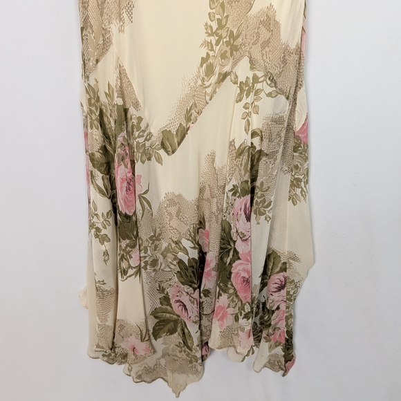 Eva Blue Y2K Floral Chiffon Maxi Dress Beaded Romantic - Picture 9 of 14